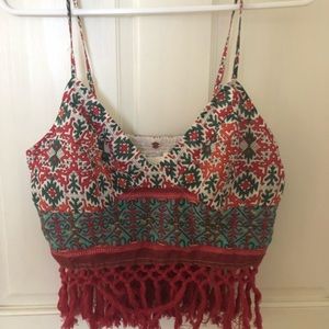 Free People Cropped Top with tied off ends size M